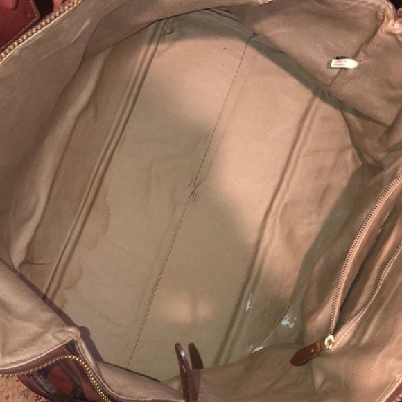 MRALPH LAUREN Brown Green Top Handle Tartan Plaid Boston Duffle Travel Bag 55cm - Picture 13 of 17